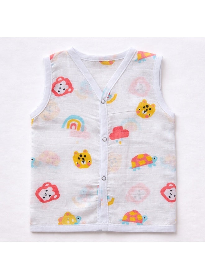 Pack of 5 - Baby Muslin Jabla Vest - Sleeveless Front Open Top, Soft Breathable Cotton - (3-6 Months) - Image 1